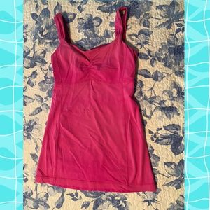 Lululemon Long Pink Yoga Tank Top Built-in Bra 6